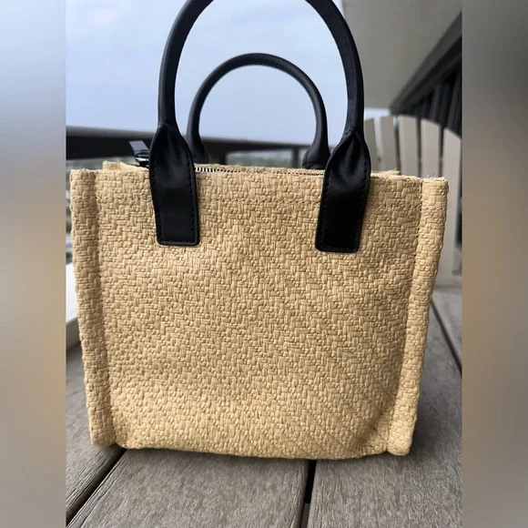 ✨ MARC JACOBS Raffia Mini Tote | Straw + Black Leather | Crossbody NWOT - Picture 14 of 15